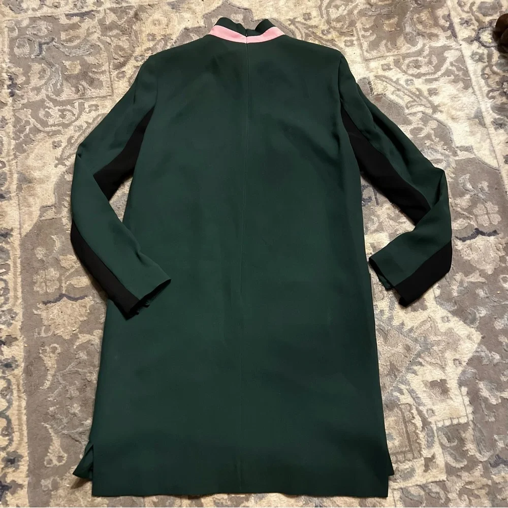 Burberry Dark Green Dress with Pink Collar - Picture 3 of 5